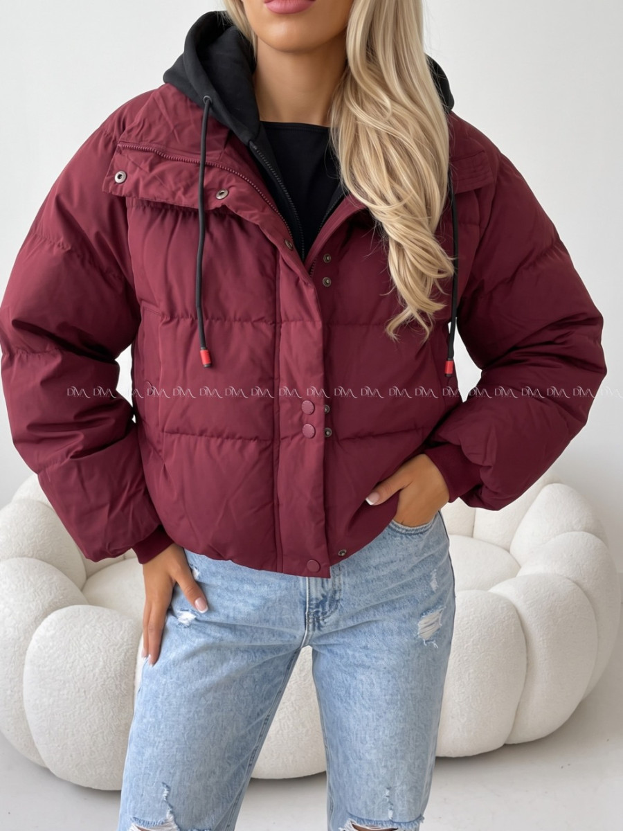Zimná oversize bunda burgundy AB 811 Zimná oversize bunda burgundy AB 811