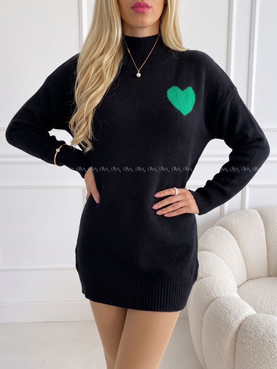 Predĺžený polorolák so srdiečkom čierny SS 119 Predĺžený polorolák so srdiečkom čierny SS 119