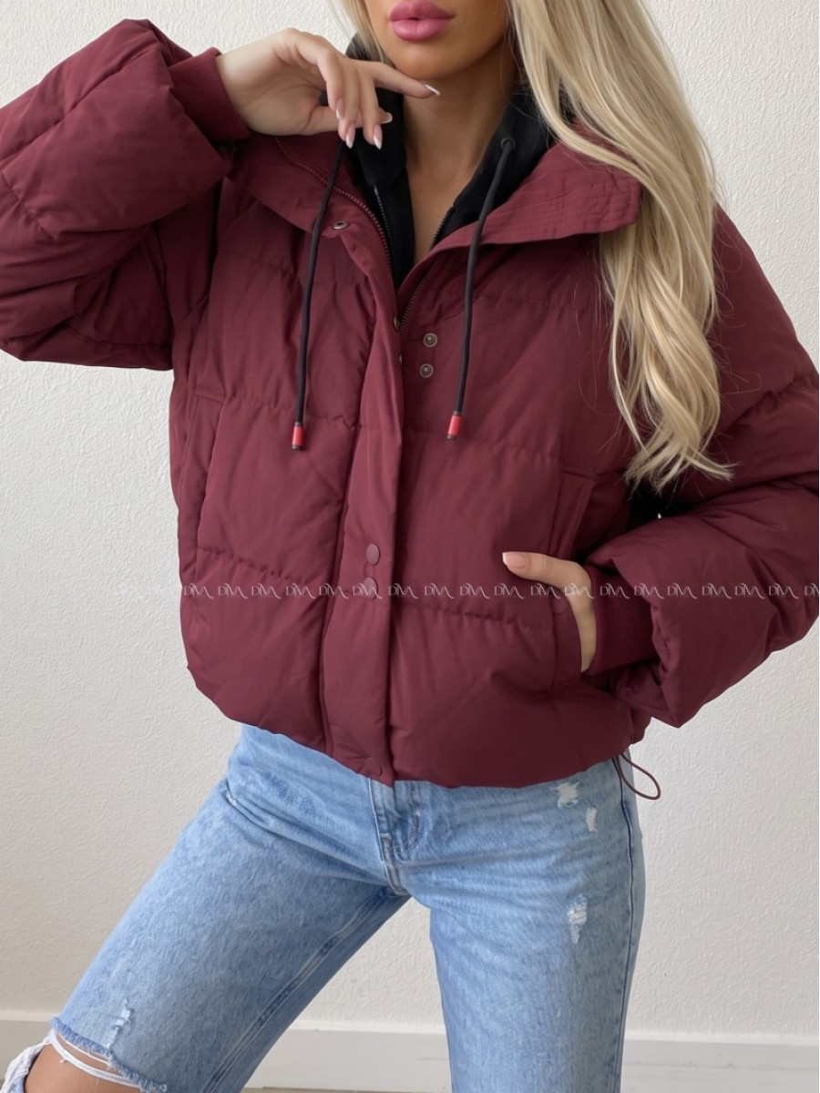 Zimná oversize bunda burgundy AB 811 Zimná oversize bunda burgundy AB 811