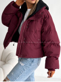 Zimná oversize bunda burgundy AB 811 Zimná oversize bunda burgundy AB 811