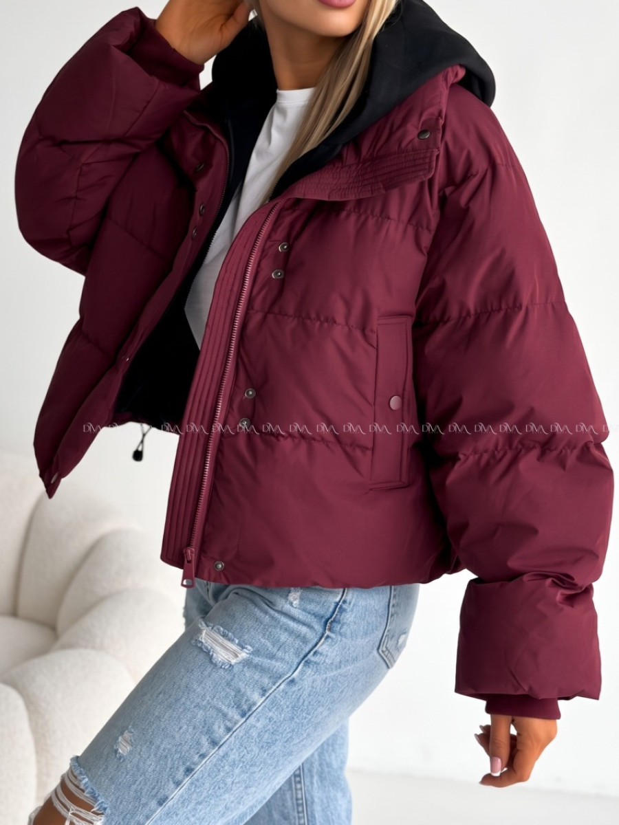 Zimná oversize bunda burgundy AB 811 Zimná oversize bunda burgundy AB 811