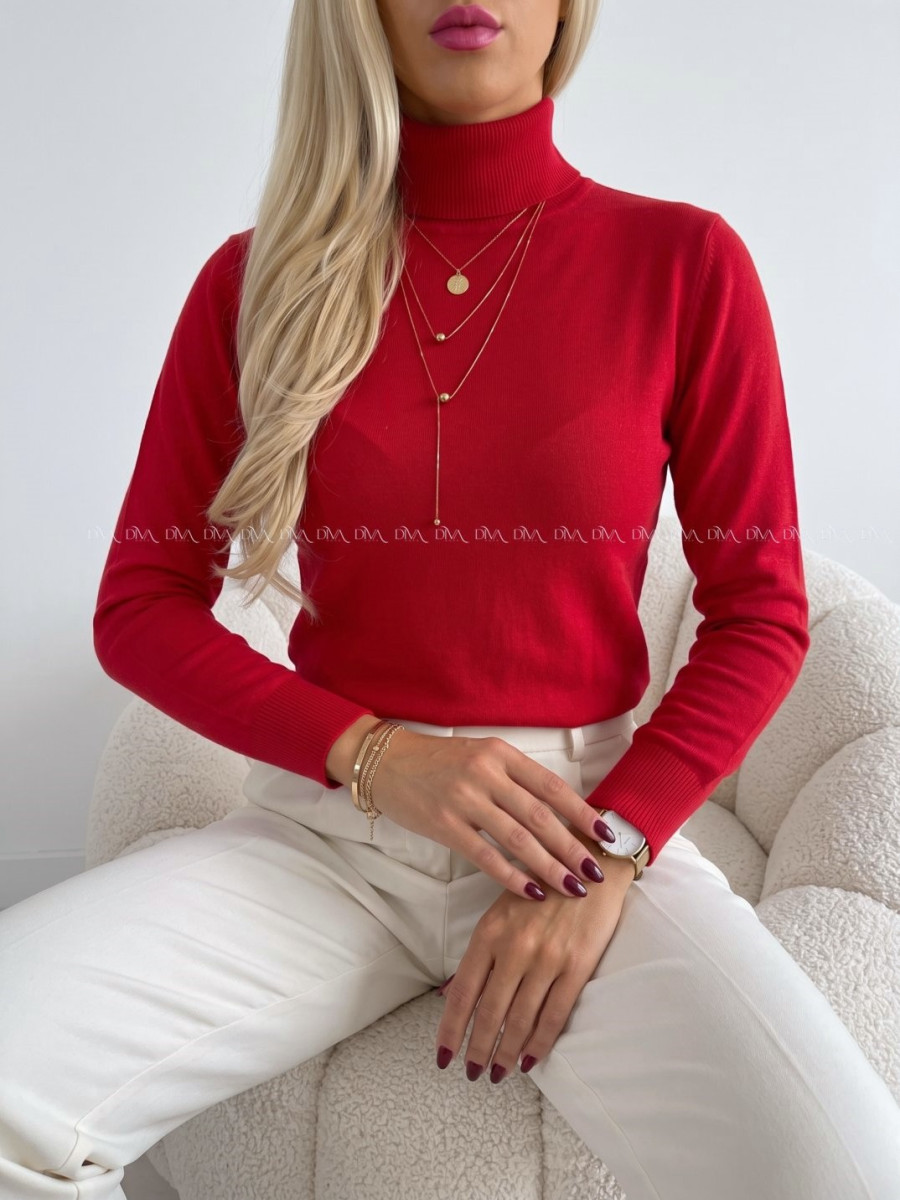 Basic hladký rolák červený SS 23 Basic hladký rolák červený SS 23