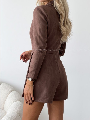 Jelenicový skort overal čokoládový AB 728 Jelenicový skort overal čokoládový AB 728