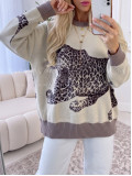 Oversize sveter Leopard vanilla AA 16 Oversize sveter Leopard vanilla AA 16