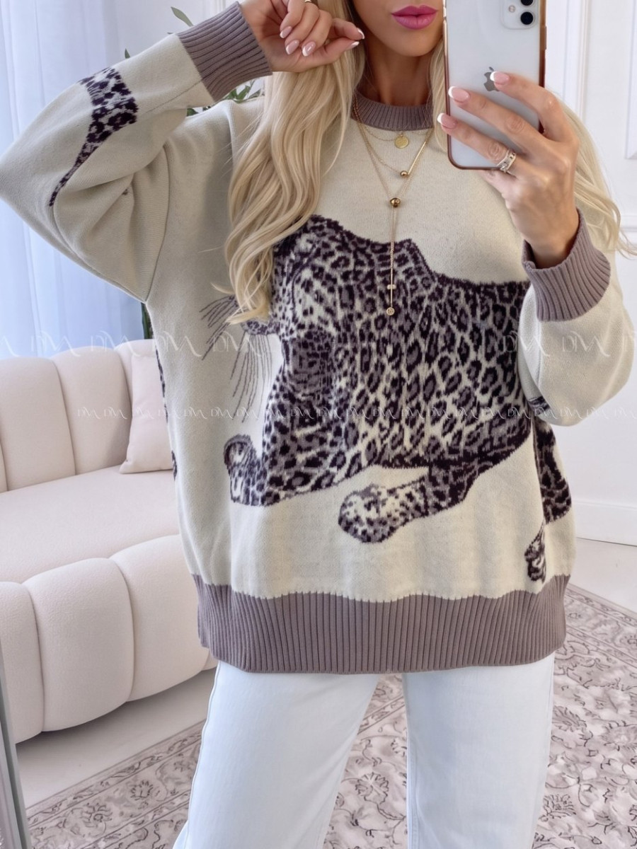 Oversize sveter Leopard vanilla AA 16 Oversize sveter Leopard vanilla AA 16