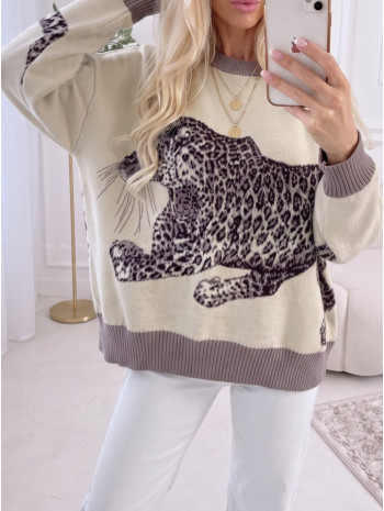Oversize sveter Leopard vanilla AA 16