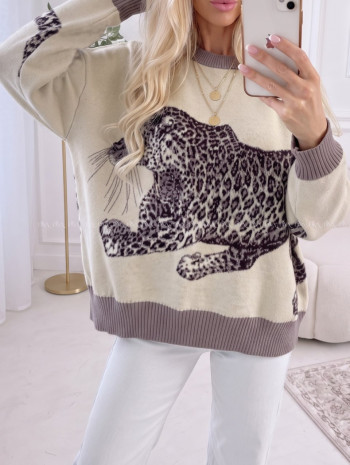 Oversize sveter Leopard vanilla AA 16