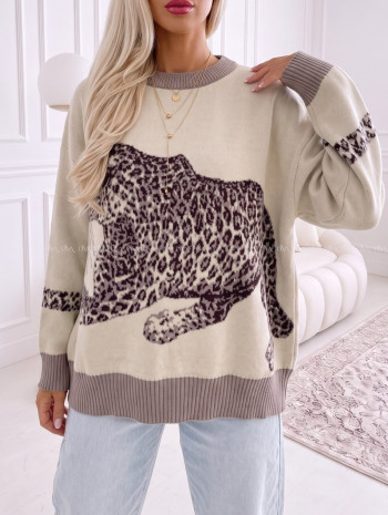 Oversize sveter Leopard vanilla AA 16