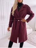 Midi prechodný kabát s prímesou vlny burgundy AB 903 Midi prechodný kabát s prímesou vlny burgundy AB 903