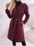Midi prechodný kabát s prímesou vlny burgundy AB 903 Midi prechodný kabát s prímesou vlny burgundy AB 903