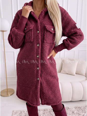 Midi bouclé kabátik vínový AB 666