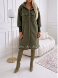 Midi bouclé kabátik khaki zelený AB 666 Midi bouclé kabátik khaki zelený AB 666