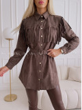 Jelenicová predĺžená košeľa/mini šaty čokoládové AB 798 Jelenicová predĺžená košeľa/mini šaty čokoládové AB 798