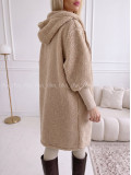 Midi bouclé kabátik latté/hnedá AB 666 Midi bouclé kabátik latté/hnedá AB 666