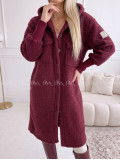 Midi bouclé kabátik vínový AB 666 Midi bouclé kabátik vínový AB 666
