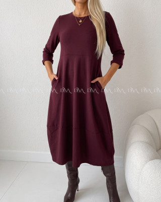 Maxi šaty hruškového strihu burgundy AA 105