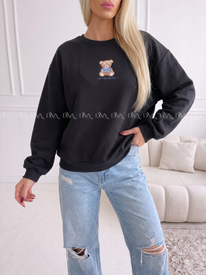 Zateplená oversize mikina teddy bear čierna B 113