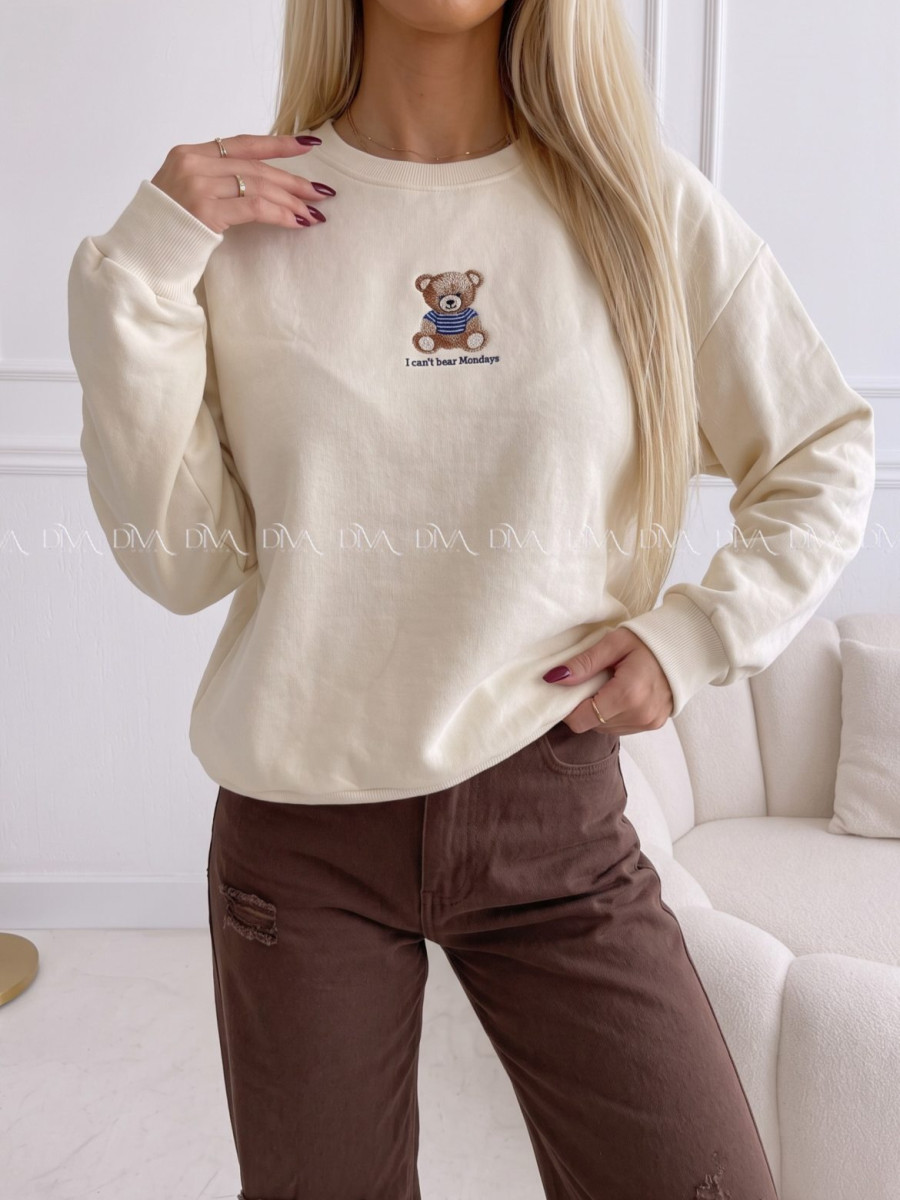 Zateplená oversize mikina teddy bear krémová B 113 Zateplená oversize mikina teddy bear krémová B 113
