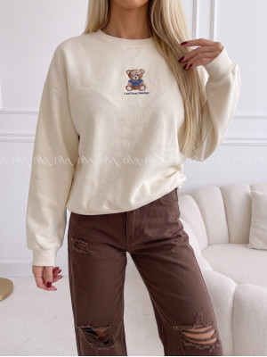 Zateplená oversize mikina teddy bear krémová B 113
