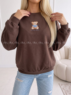 Zateplená oversize mikina teddy bear čokoládová B 113