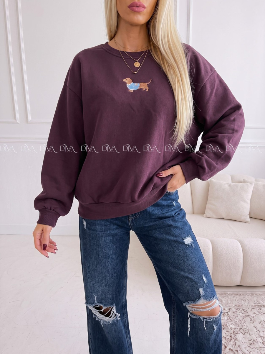 Zateplená oversize mikina teddy bear burgundy B 113 Zateplená oversize mikina teddy bear burgundy B 113