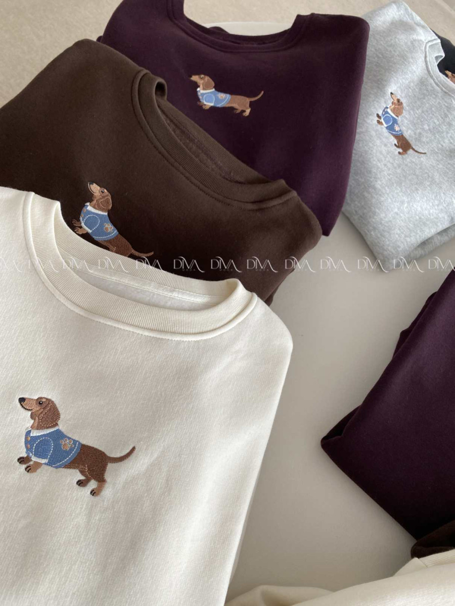 Zateplená oversize mikina dog krémová B 111