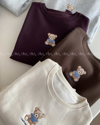 Zateplená oversize mikina teddy bear čokoládová B 113