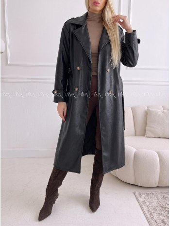 Eko koženkový trench coat čierny AB 543