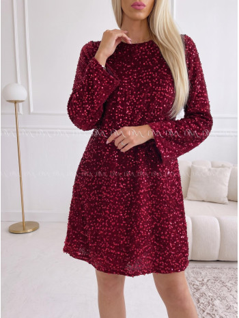 Flitrované šaty s mašľou burgundy AA 189