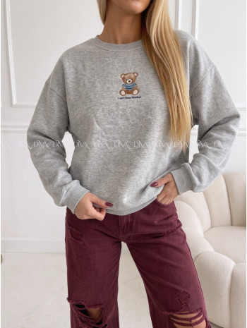 Zateplená oversize mikina teddy bear sivá B 113 Zateplená oversize mikina teddy bear sivá B 113