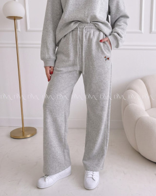 Zateplené tepláky dog wide leg sivé AB 333