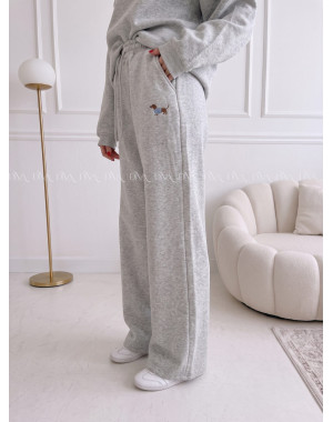 Zateplené tepláky dog wide leg sivé AB 333