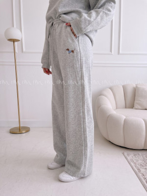 Zateplené tepláky dog wide leg sivé AB 333