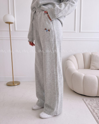 Zateplené tepláky dog wide leg sivé AB 333