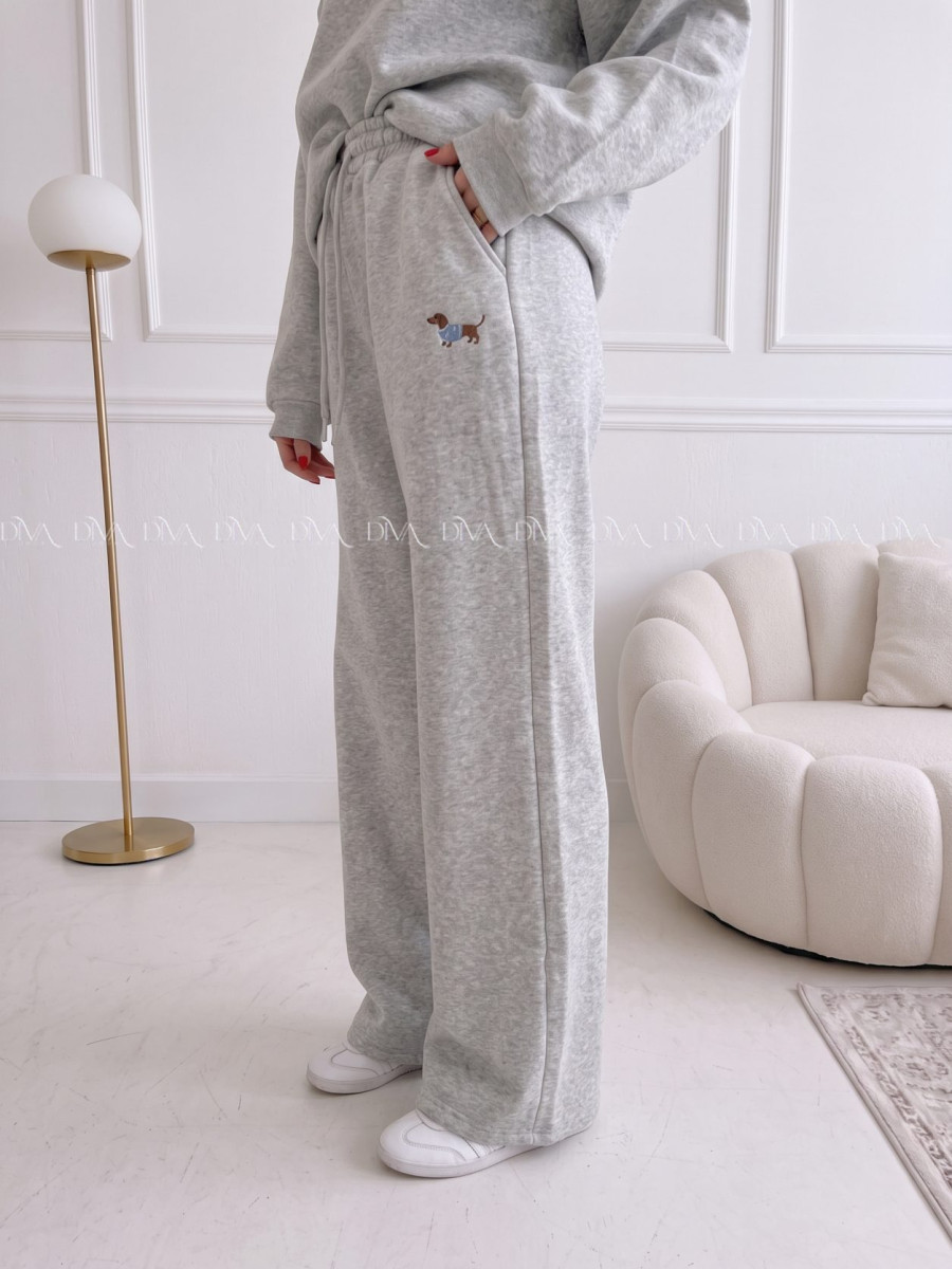 Zateplené tepláky dog wide leg sivé AB 333 Zateplené tepláky dog wide leg sivé AB 333