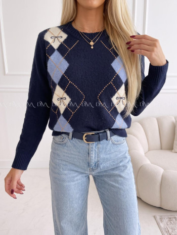 Svetrík s mašličkami navy blue AB 999