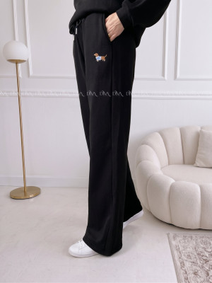 Zateplené tepláky dog wide leg čierne AB 333