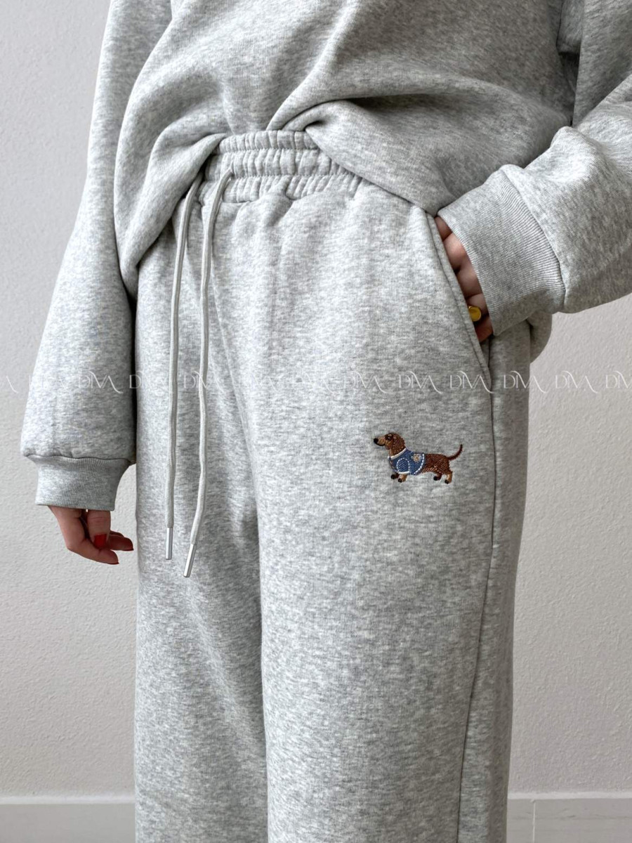 Zateplené tepláky dog wide leg sivé AB 333 Zateplené tepláky dog wide leg sivé AB 333