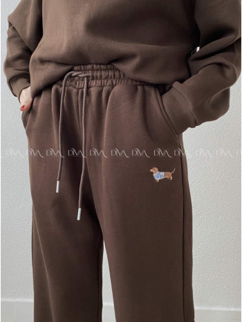 Zateplené tepláky dog wide leg čokoládové AB 333 Zateplené tepláky dog wide leg čokoládové AB 333
