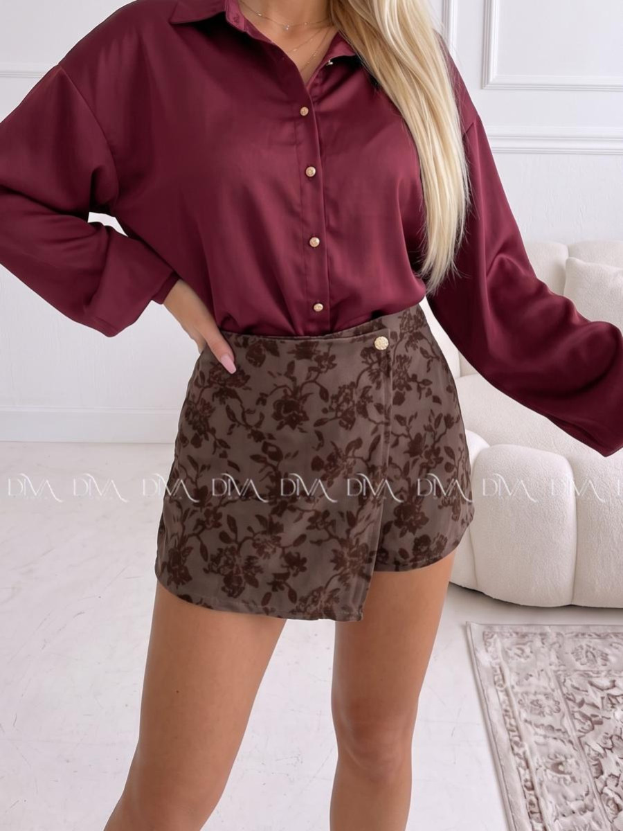 Mini skort sukňa s ornamentami hnedý AB 644 Mini skort sukňa s ornamentami hnedý AB 644