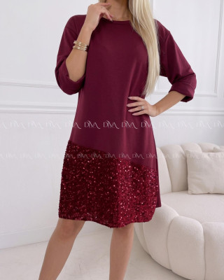 Šaty s flitrovaným lemom burgundy AA 182