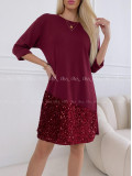 Šaty s flitrovaným lemom burgundy AA 182 Šaty s flitrovaným lemom burgundy AA 182
