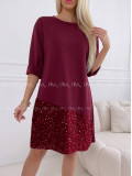 Šaty s flitrovaným lemom burgundy AA 182 Šaty s flitrovaným lemom burgundy AA 182