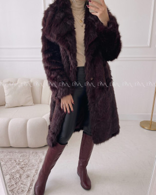 Dlhý kožuch burgundy A 113