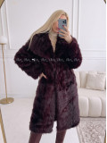 Dlhý kožuch burgundy A 113 Dlhý kožuch burgundy A 113