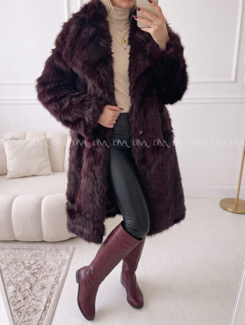 Dlhý kožuch burgundy A 113