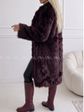Dlhý kožuch burgundy A 113 Dlhý kožuch burgundy A 113