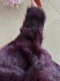 Dlhý kožuch burgundy A 113 Dlhý kožuch burgundy A 113