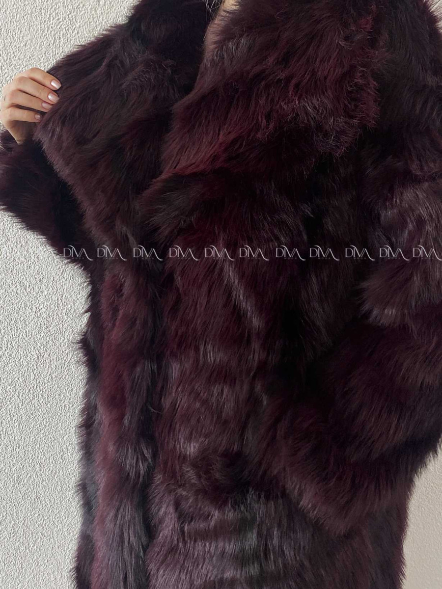 Dlhý kožuch burgundy A 113 Dlhý kožuch burgundy A 113