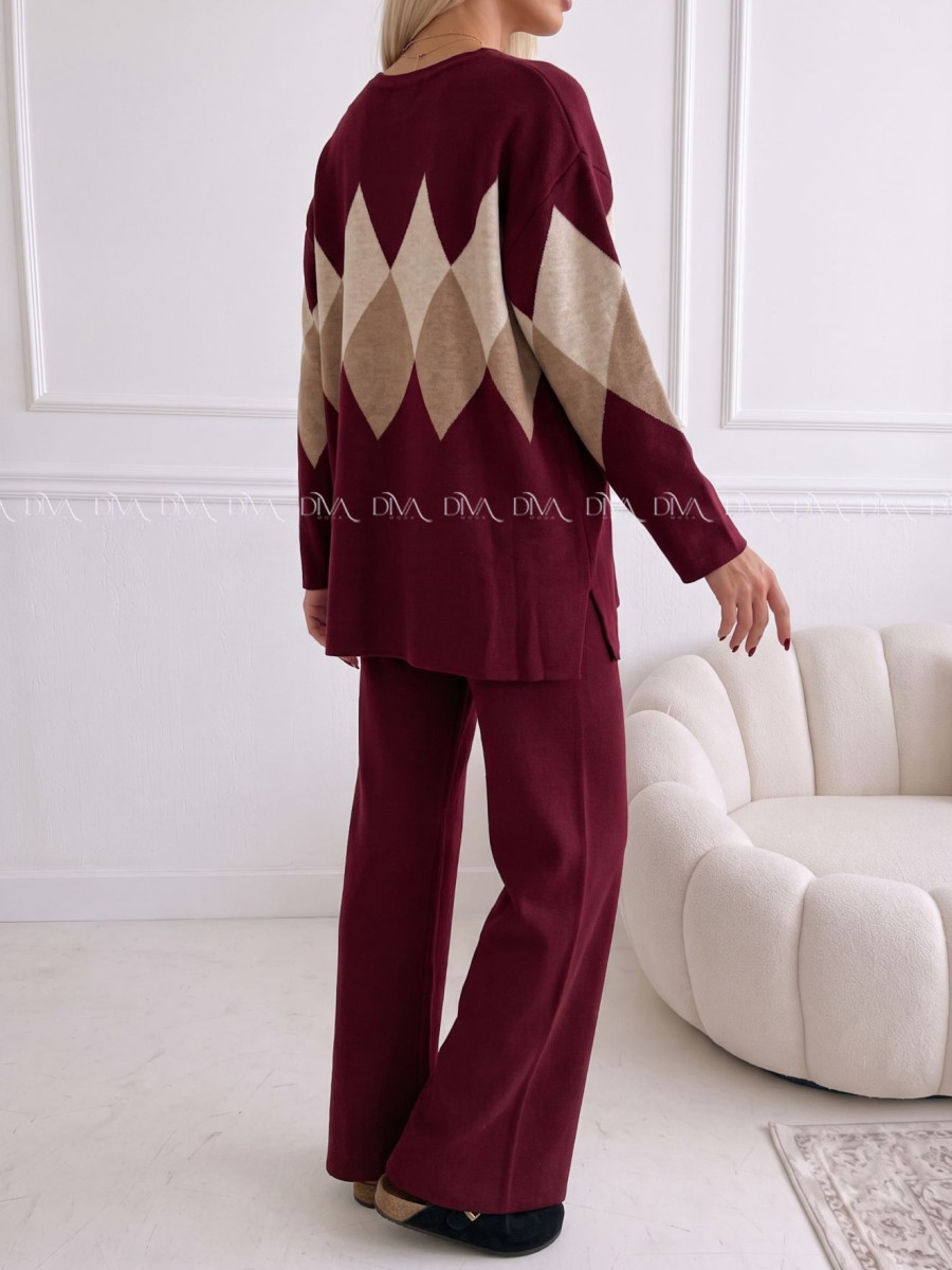 Úpletový komplet triangle burgundy AB 297 Úpletový komplet triangle burgundy AB 297